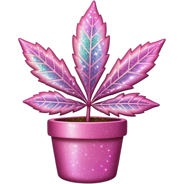 A pink pot leaf with sparkles and glitter dust emoji