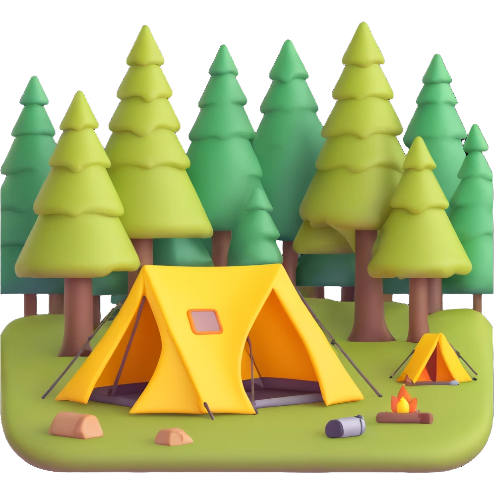 forest with a camping tent emoji