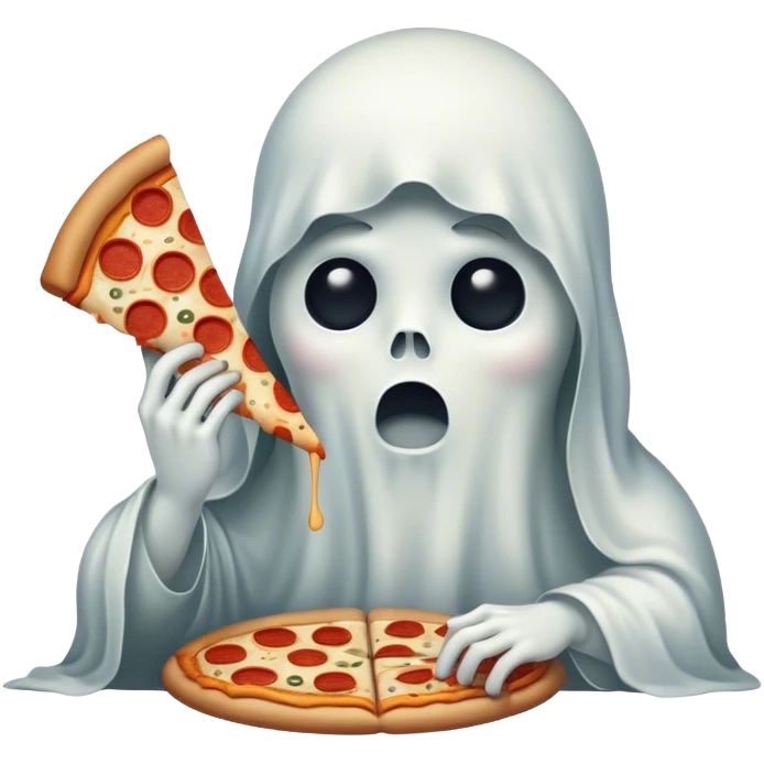 sad ghost eating pizza emoji