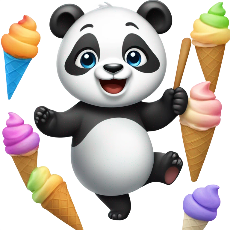 Panda eating ice cream emoji