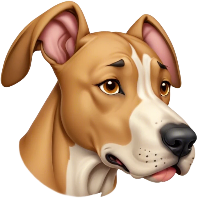 Cinematic Cute Yawning Fawn Great Dane Portrait Emoji, Head tilted slightly with a dramatic, wide-open yawn, revealing a smooth fawn coat with a refined texture, floppy ears slightly drooping, round amber eyes barely open in drowsy contentment, Simplified yet irresistibly adorable features, highly detailed, glowing with a soft, cozy glow, high shine, relaxed yet expressive, stylized with a touch of whimsy, bright and endearing, soft glowing outline, capturing the essence of a sleepy yet affectionate guardian, so drowsy it feels like it could stretch out of the screen and curl up for a nap! emoji