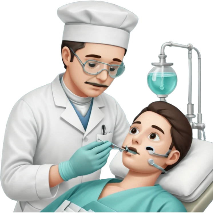 A victorian surgeon using chloroform as an anaesthetic on a patient during an operation emoji