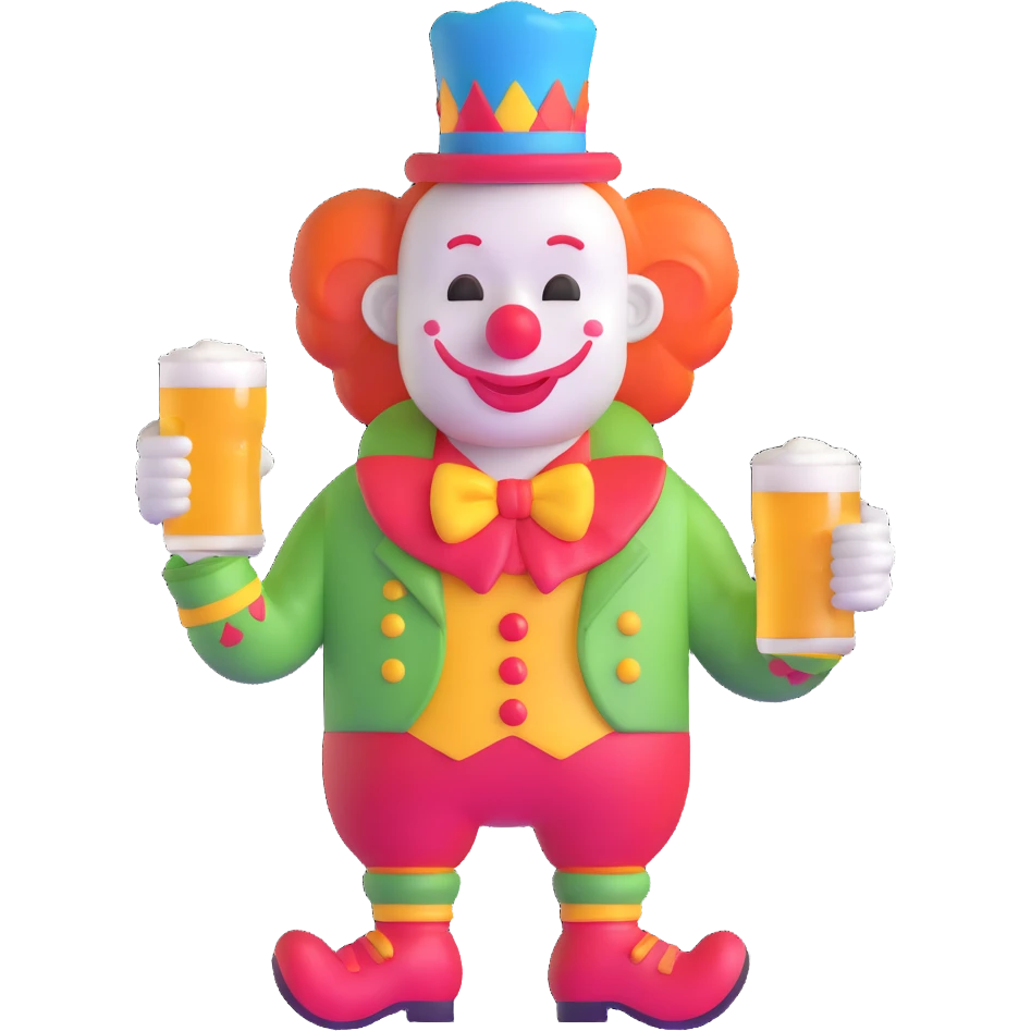 clown holding a beer emoji