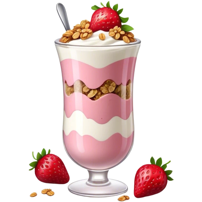 Parfait of strawberry yogurt with granola and berries  emoji