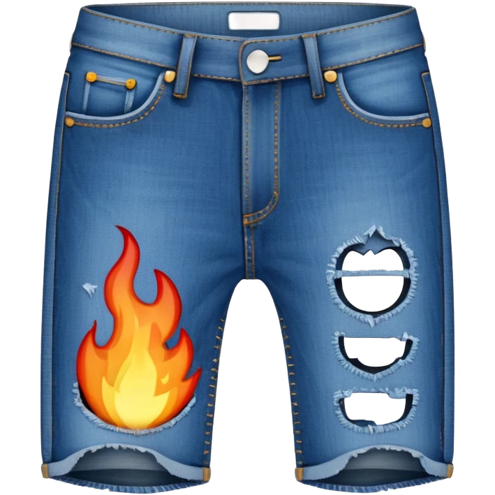 creative emoji combining fire and a pair of blue jeans, fire burning or emerging from the jeans, fun and expressive emoji style emoji