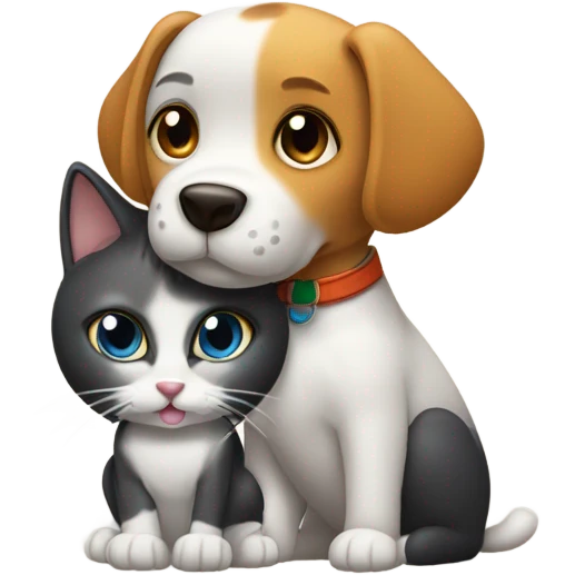 Dog and cat as buddies emoji