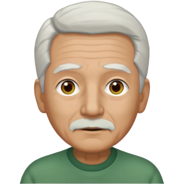 abuelo con pelo blanco, ojos cafés y ropa verde emoji