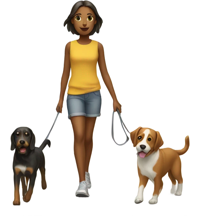 girl walking two dogs emoji