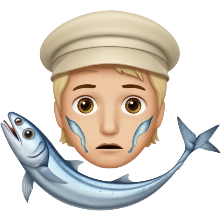 una persona con cara de anchoa preocupado con cara de anchoa el pez anchoa pero en la cara las anchoas emoji
