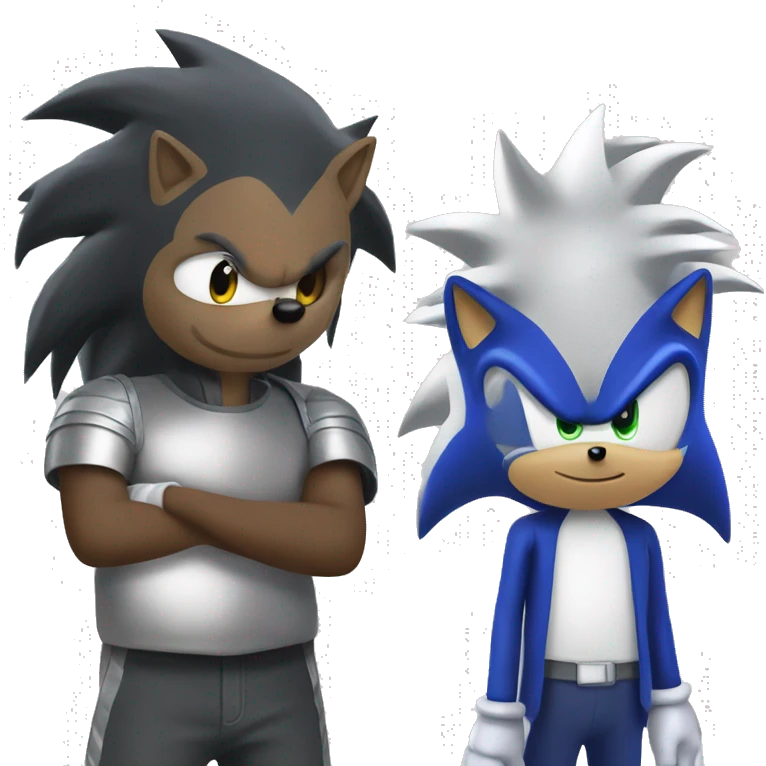 Sonic shadow and silver as one hedgehog  emoji