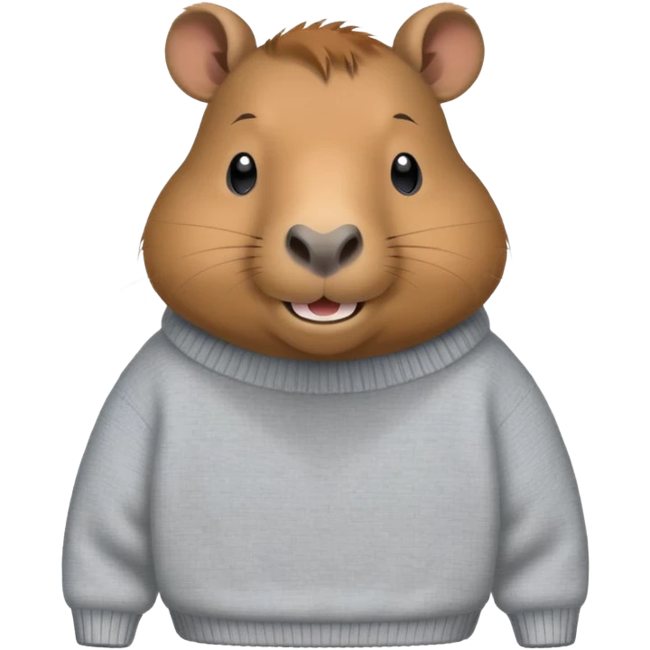 capybara smiling wearing a light grey sweater emoji
