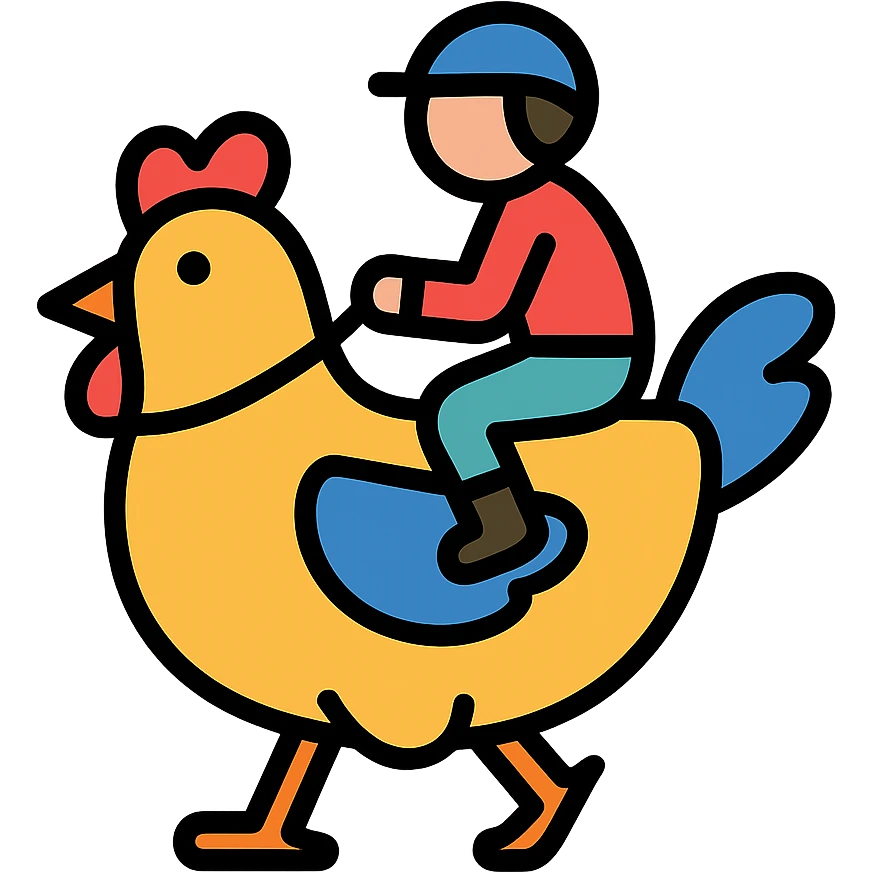 color outline icon of a chicken jockey emoji