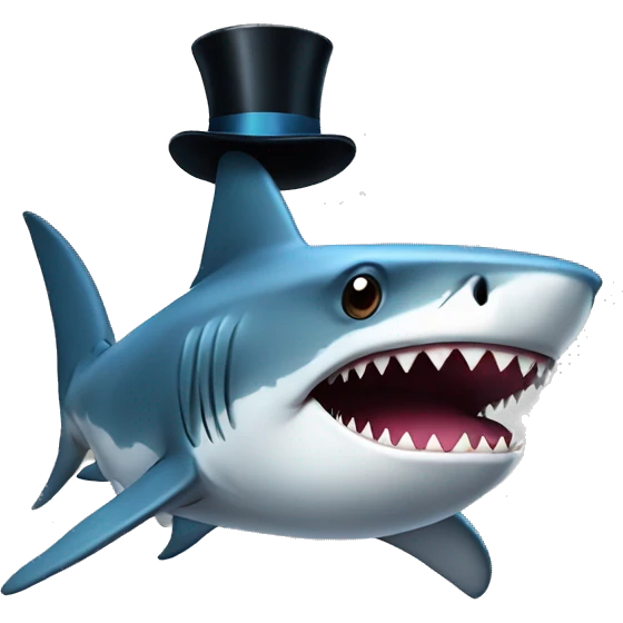 Shark with a top hat emoji
