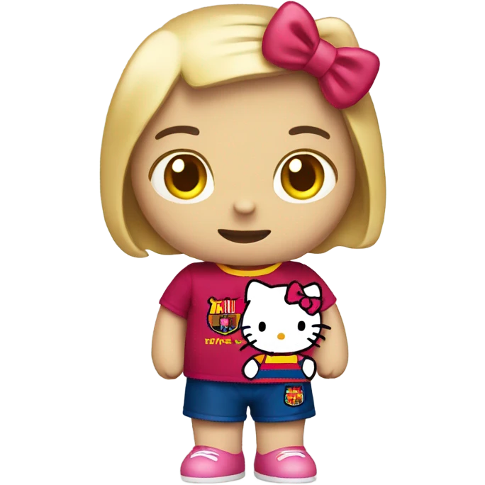 hello kitty holding a Barcelona shirt emoji