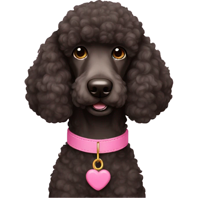 black brown standard poodle pink collar emoji