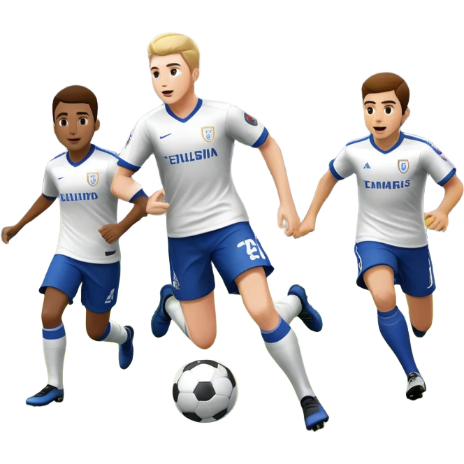 An icon showing close-up players in action, inspired by EA Sports FC 25. The design features players on the field, with the stadium lights shining brightly and a lively crowd in the stands. Transparent background highlights the energy and excitement of the match. emoji