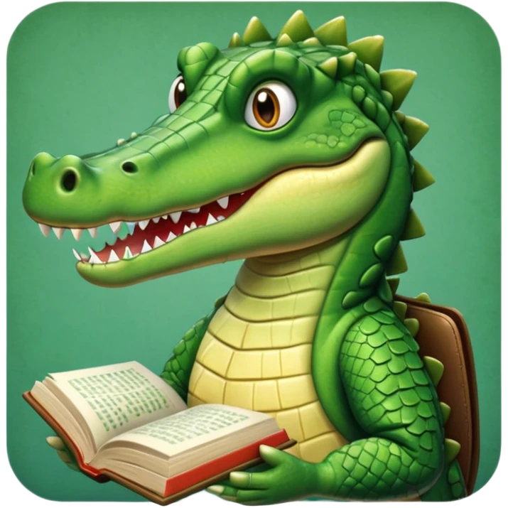 Crocodile studying emoji