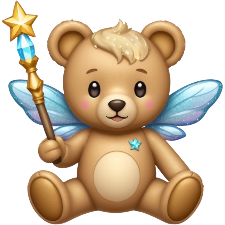 Fairy glitter teddy with wand  emoji