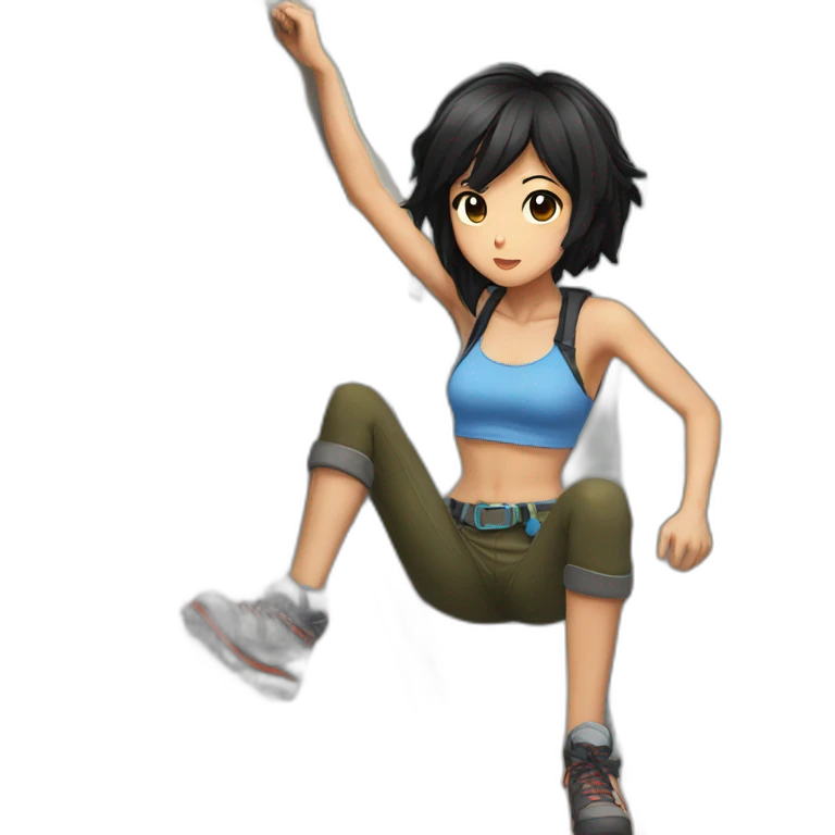 rock climbing anime girl black hair emoji