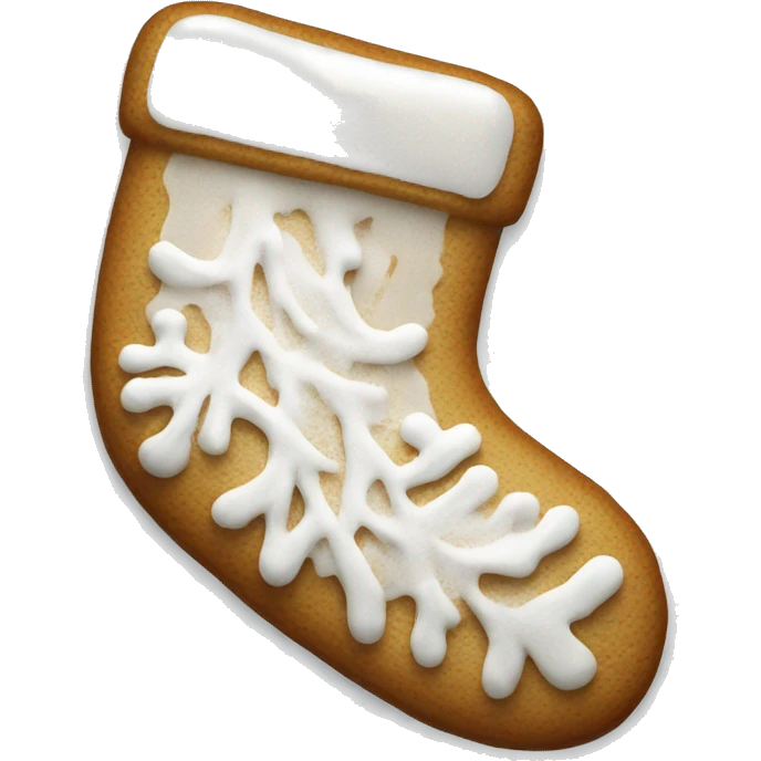 frosted gingerbread cookie shaped like a sock emoji