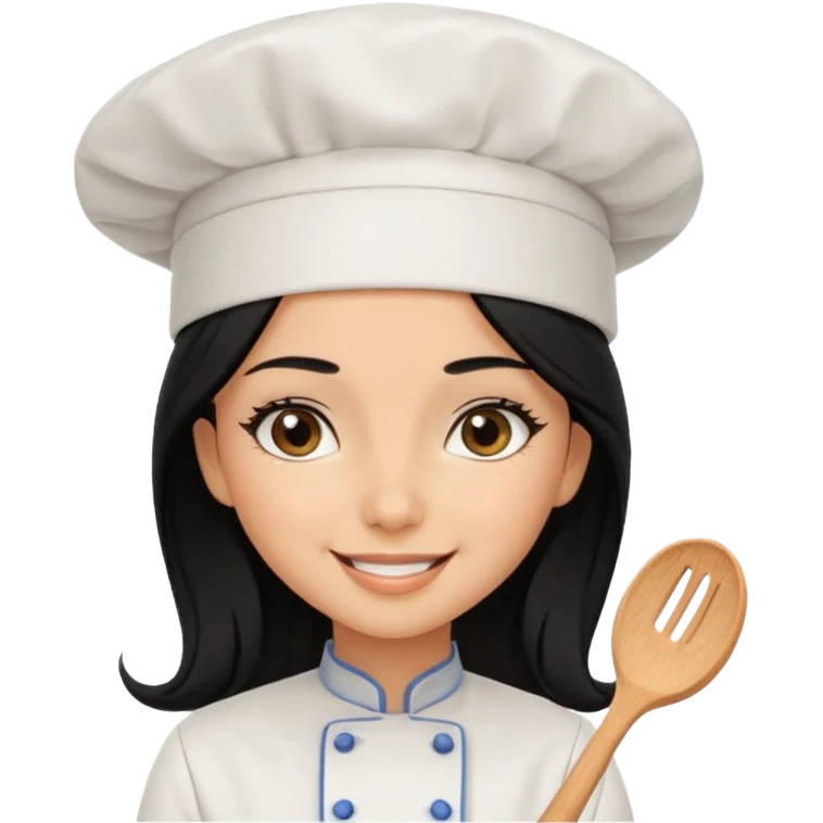 Create a cute girl, black hair, Middle Eastern with lashes  chef🧑‍🍳 emoji, barbie vibes tan skin black long hair with long lashes  emoji