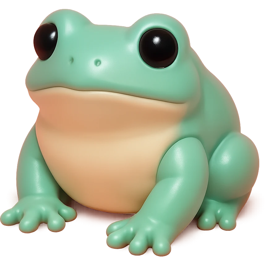 realistic bufo frog doll, vinyl figure style, shiny surface, collectible toy, no background emoji