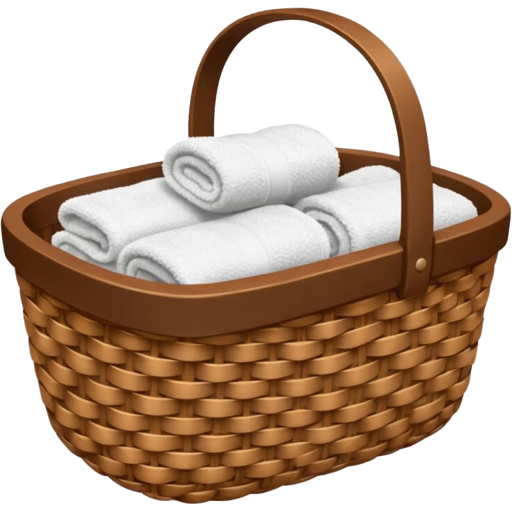 Realistic Brown basket with white towels emoji