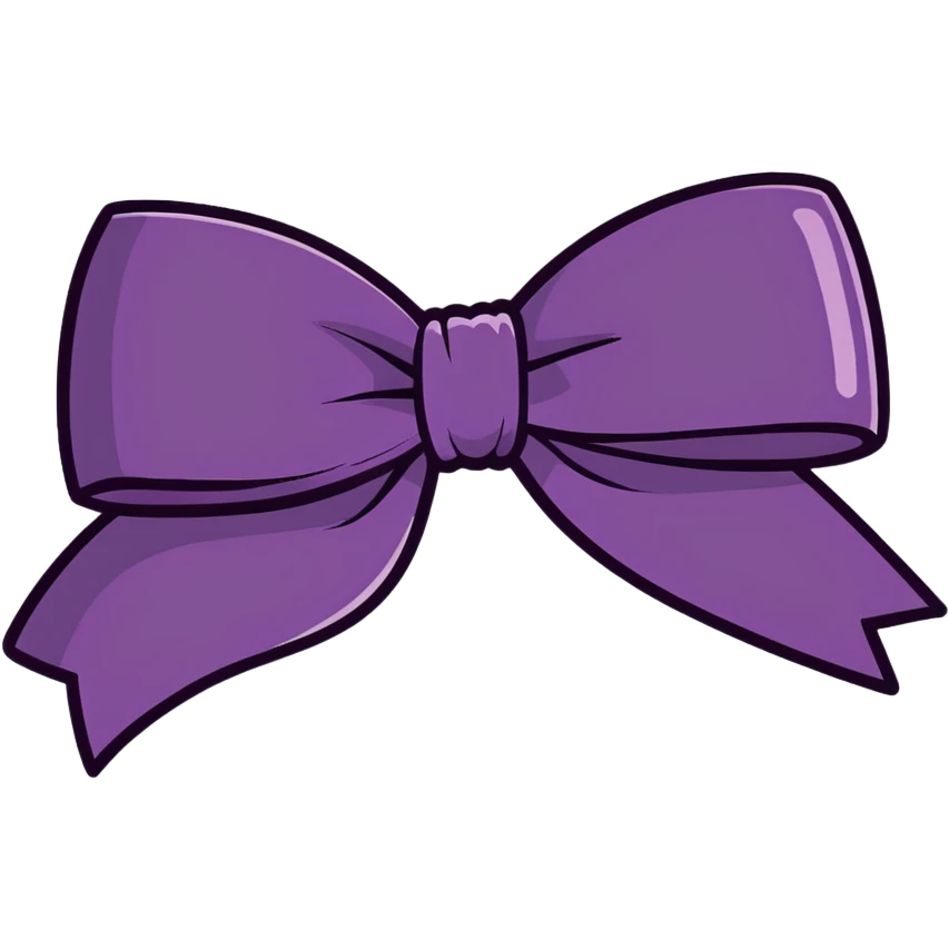 Realistic 3D, dark plum color bow emoji