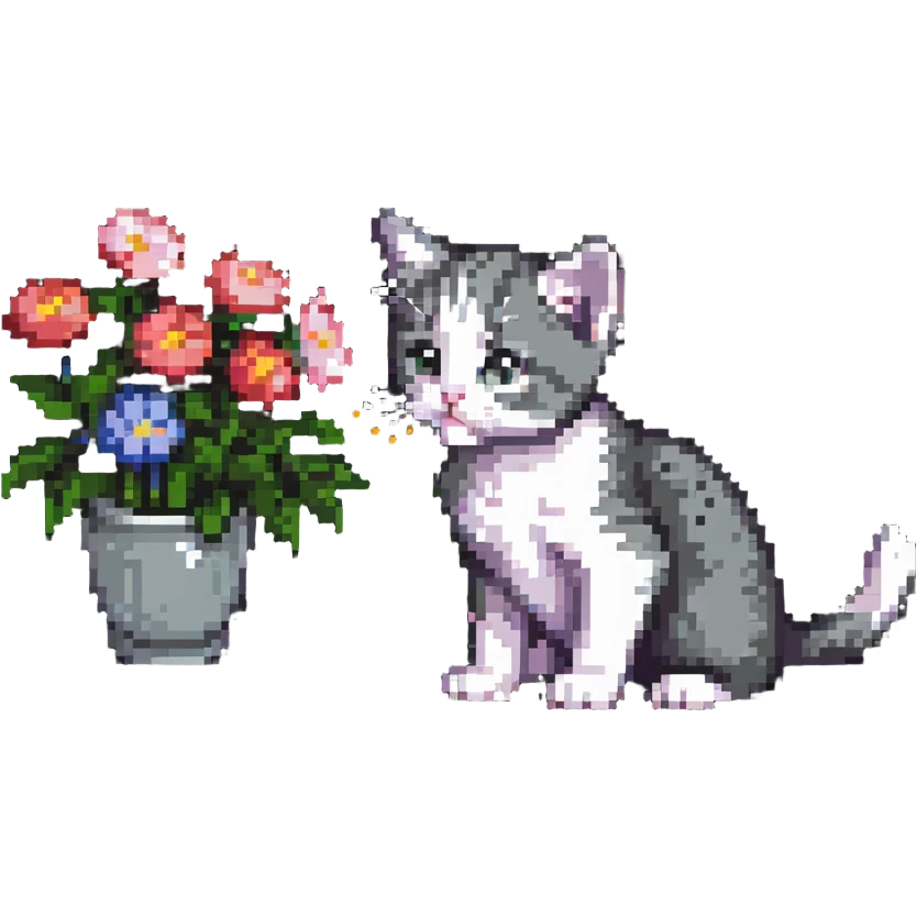Kitten smells flowers emoji