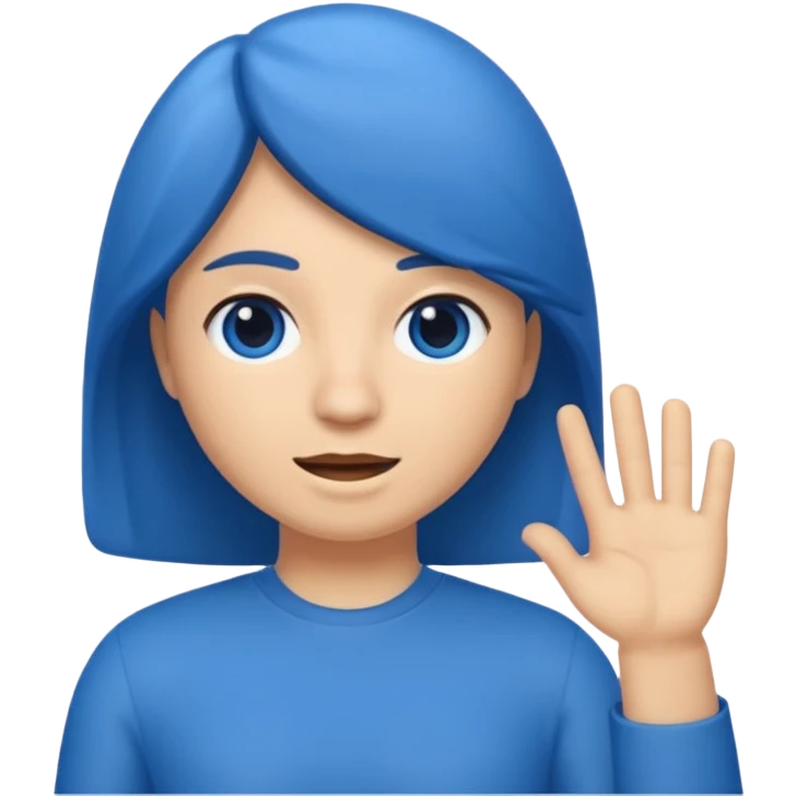 Memoji cabello azul parando el dedo de enmedio  emoji