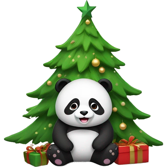 Panda under Christmas tree emoji