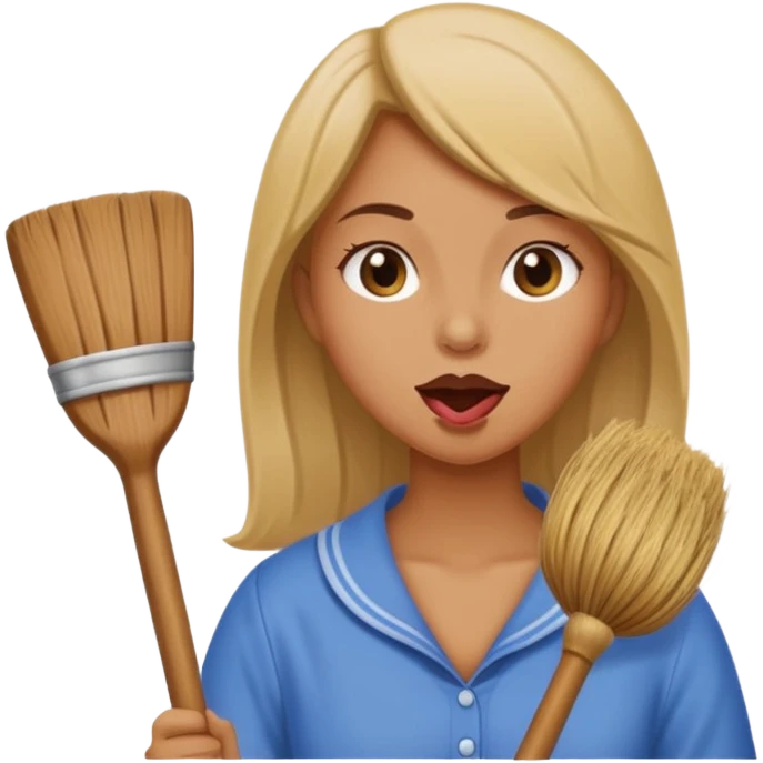 Woman licking a broom emoji