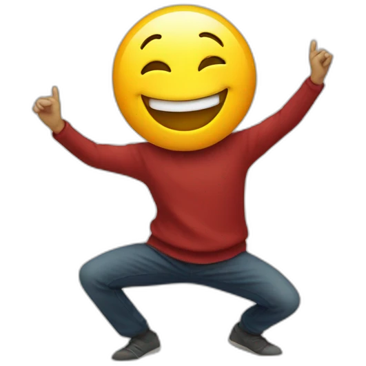 Happy emoji dancing only head and hands emoji