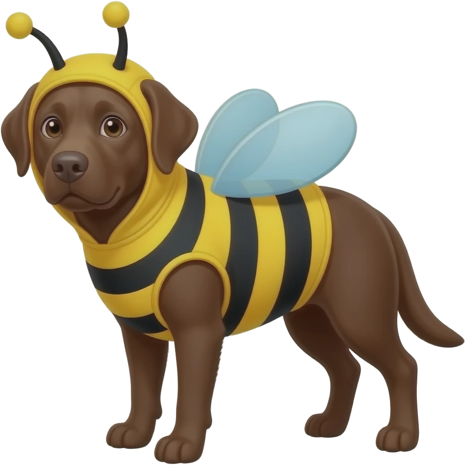 chocolate labrador dressed in a bee suit emoji