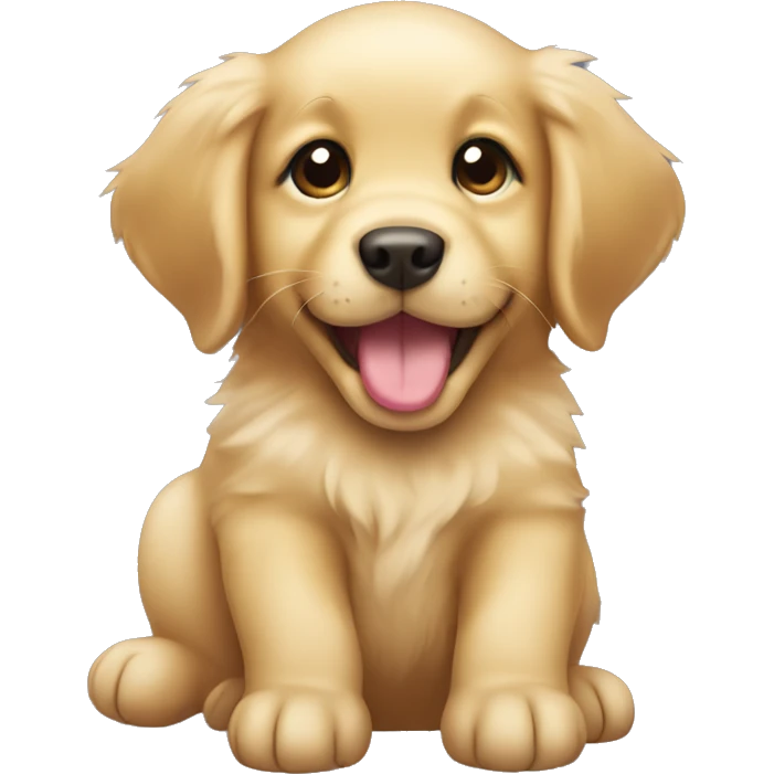 A golden retriever puppy emoji with a playful wink and tongue out emoji