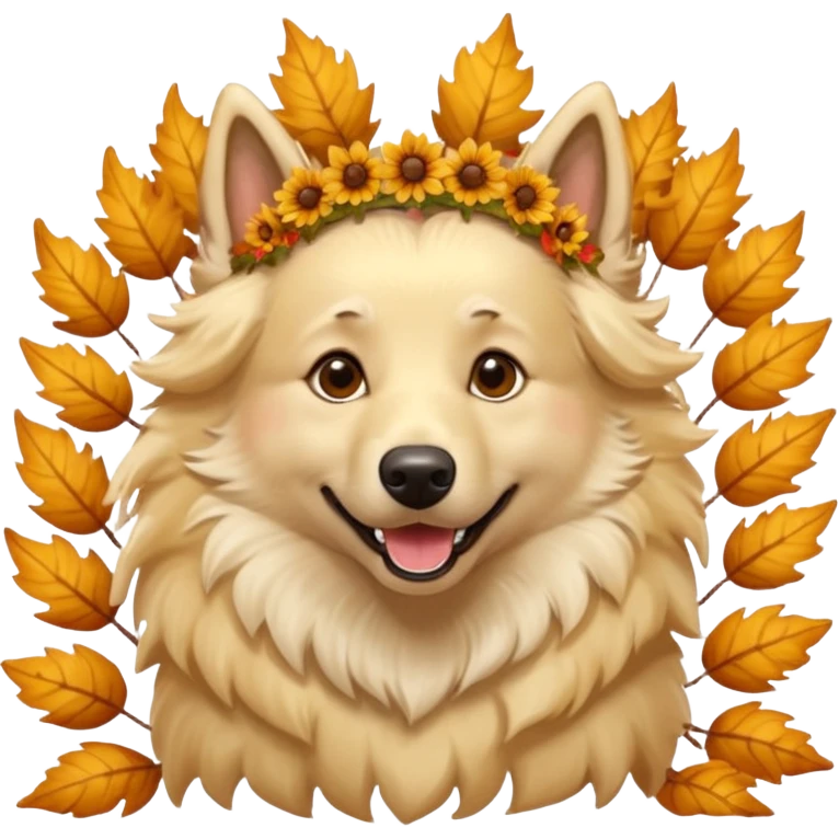 White female belgian Shepard Dancing in the fall emoji
