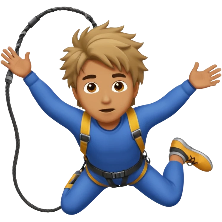 bungee jumping man face only with flying hair emoji