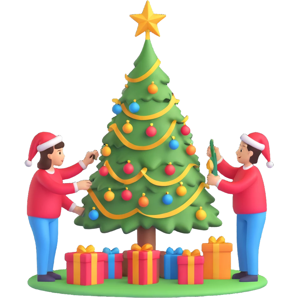 people decorating a Christmas tree emoji