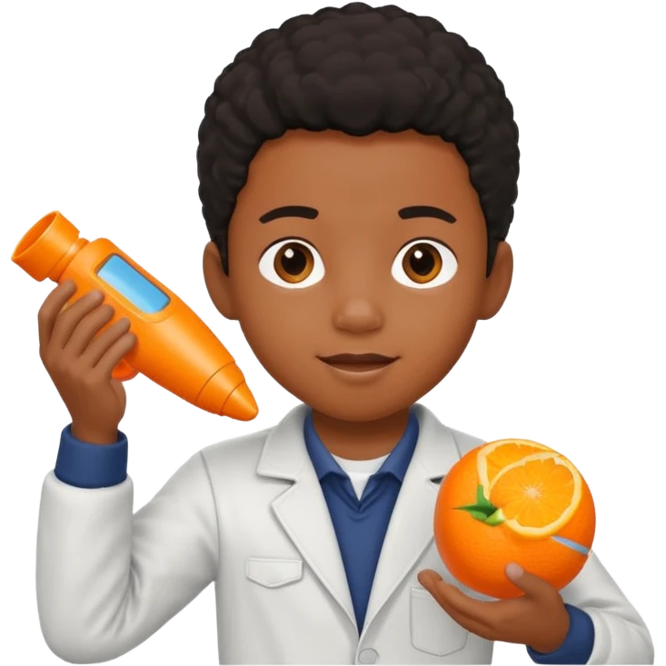 black kid playing orange formula 1 toy emoji
