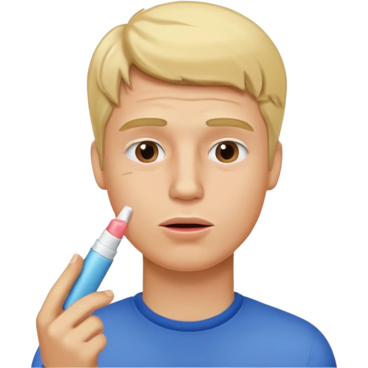 blonde man using chapsitck emoji