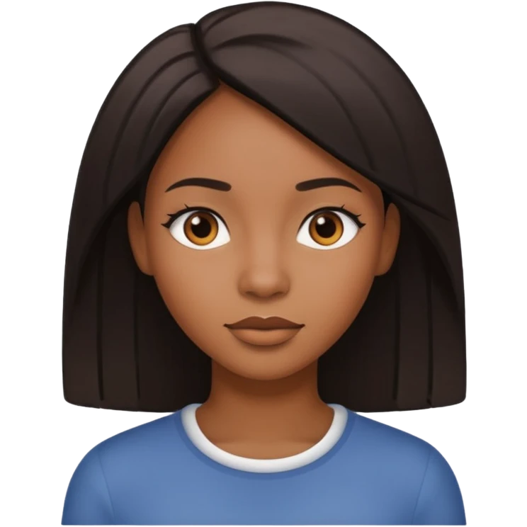 black woman with straight hair, neutral face emoji