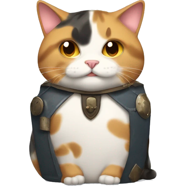 Fat calico cat with a shield  emoji