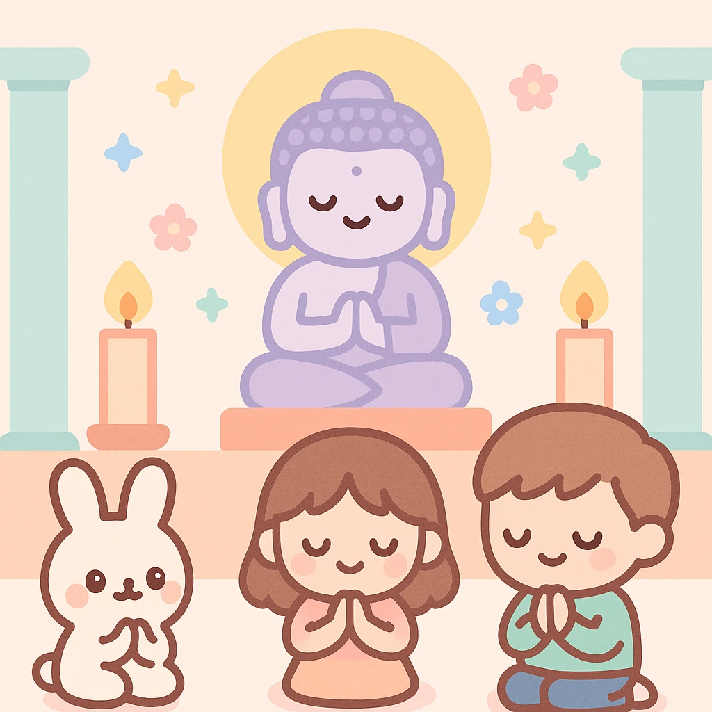 people praying in a Buddhist temple emoji