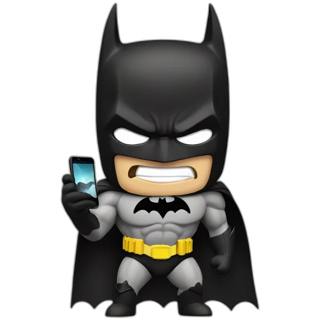 Batman crushing an iPhone emoji