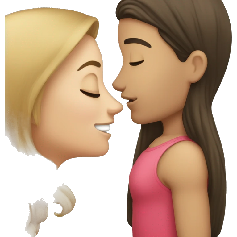 Brunette girl kissing blond man emoji
