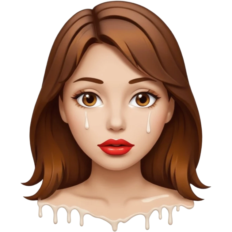 Brown Hair, Woman, white paint drip, face, hot, Sexy, lips emoji