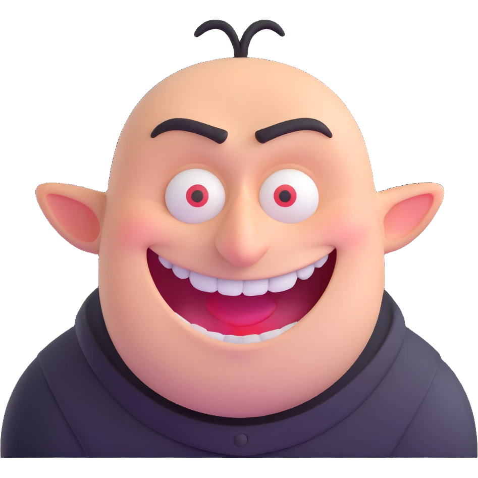Gru from Despicable Me with his evil grin emoji