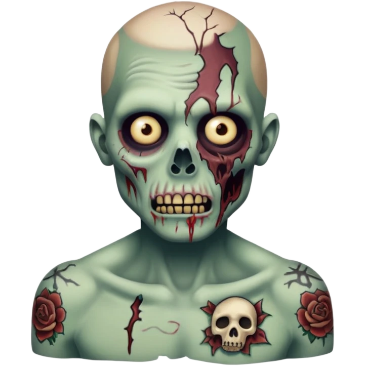 face and body tattooed zombie emoji