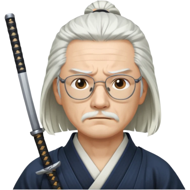 samurai, slim, long white hair , glasses emoji