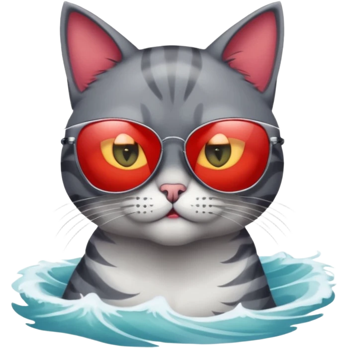 a bad kitty on the waves. make the cat look devlishish with a pair of ray bans on emoji
